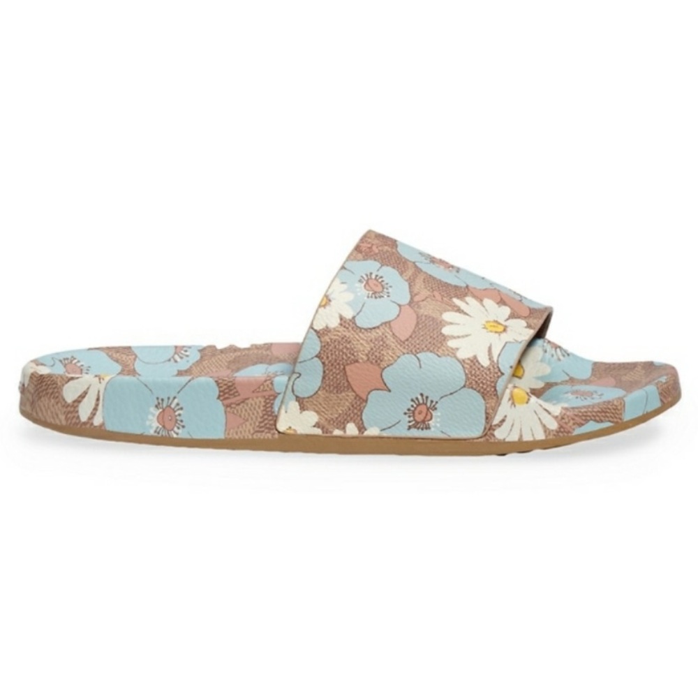 Coach NEW Udele Sig Floral Aqua Rubber Slide Sandals Womens 8 - Picture 9 of 11